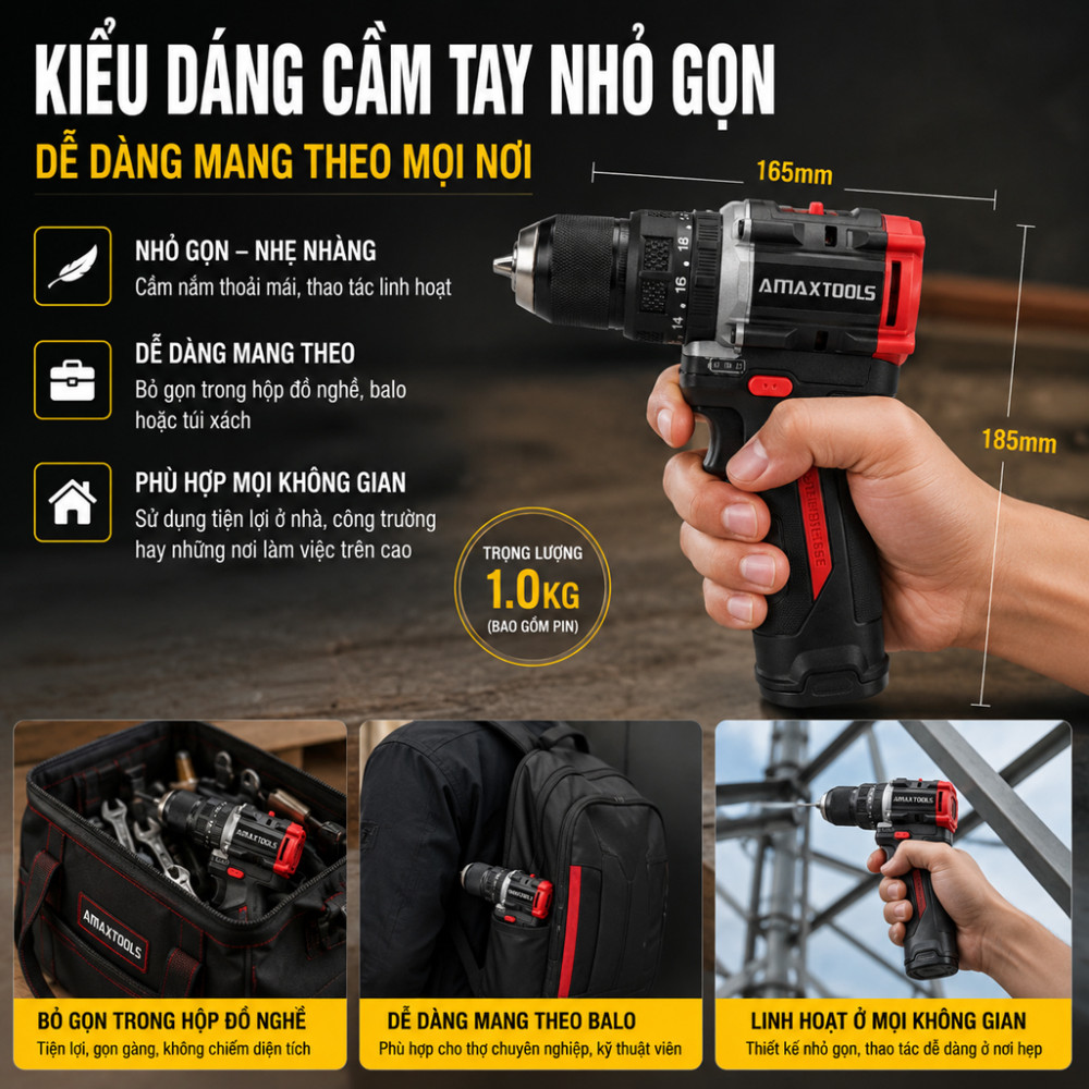 Máy khoan dùng pin Amaxtools AKI6510SA - Hàng chính hãng
