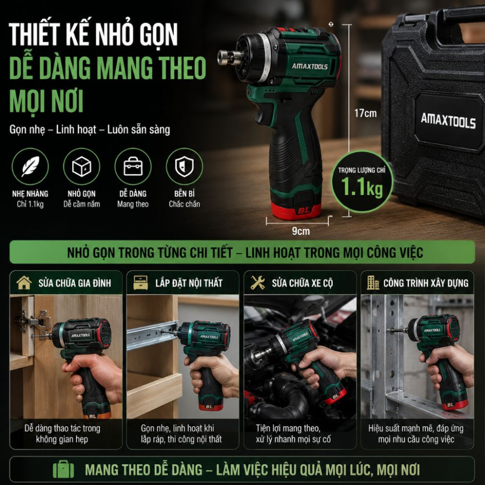 Máy khoan dùng pin 16V Amaxtools AKI6511-Plus - Hàng chính hãng