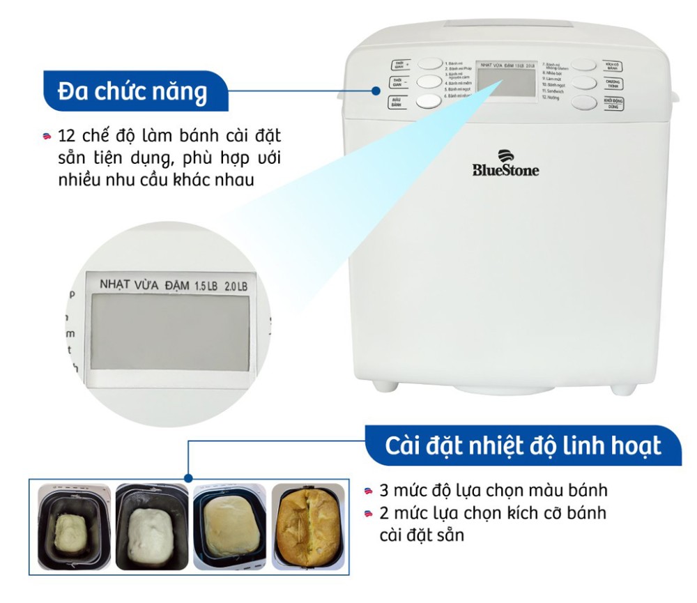 Máy làm bánh mì Bluestone BMB-2421 - Hàng chính hãng