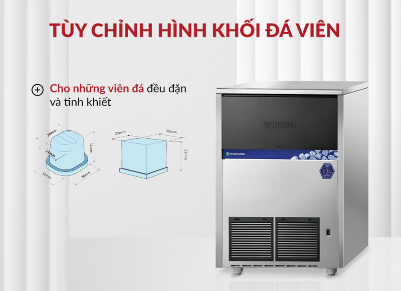 Máy tạo ra những viên đá đều nhau, trong suốt, đẹp mắt