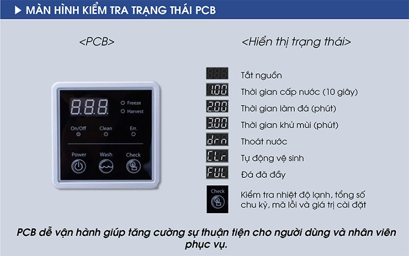 Bảng điều khiển của Máy làm đá viên Lassele LUI-150A