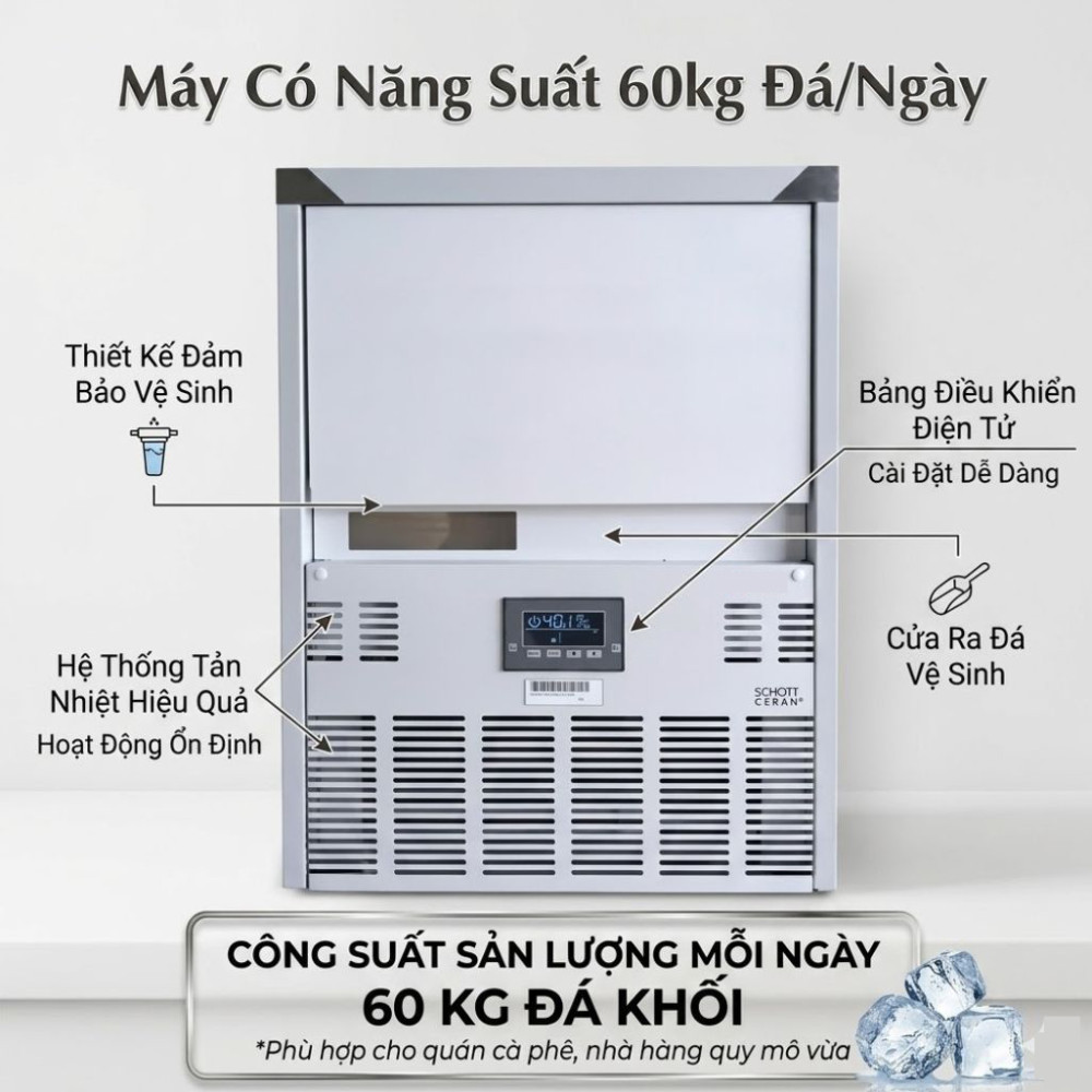 Máy làm đá viên 60kg /24h Oucboll ZB120F - Hàng chính hãng