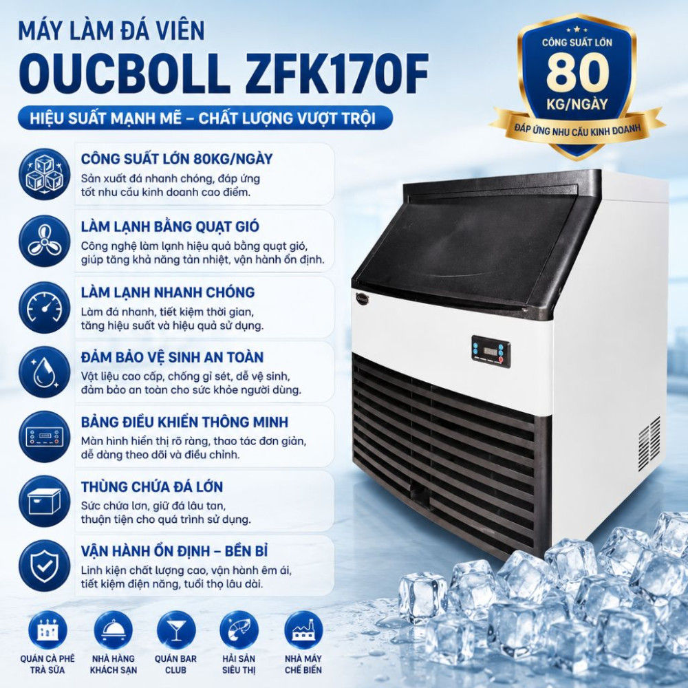 Máy làm đá viên Oucboll ZFK170F - Hàng chính hãng