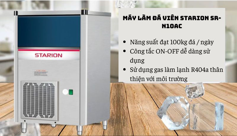 Năng suất làm đá đạt 100kg/ngày, đáp ứng nhu cầu sử dụng liên tục