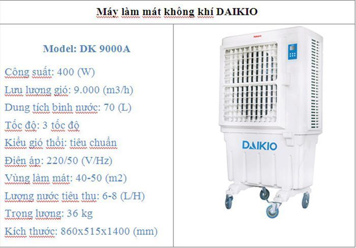 Máy làm mát không khí Daikio DK-9000A