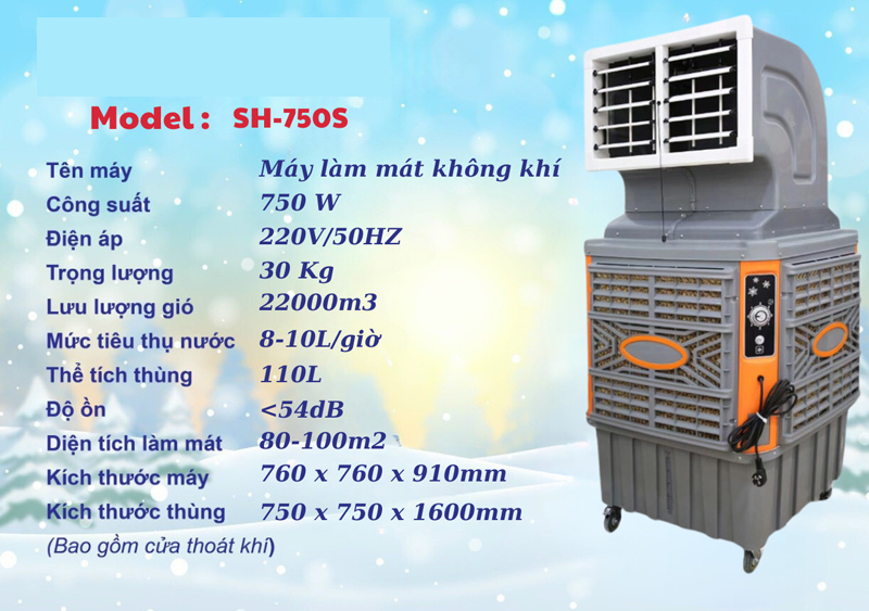 Thông số kỹ thuật của máy làm mát không khí Air Cooler SH-750S