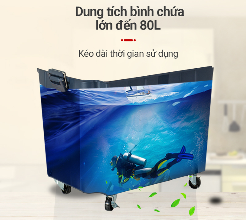 Dung tích 80L giúp làm mát liên tục trong thời gian dài