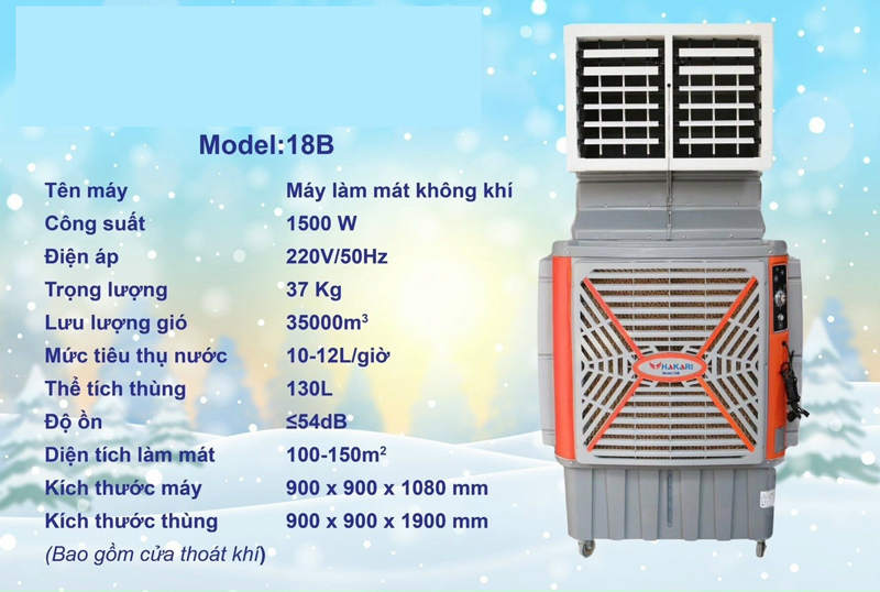 Thông số kỹ thuật của máy làm mát công nghiệp Hakari 18B