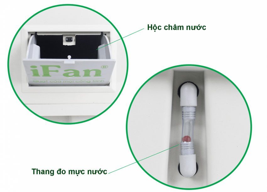 Máy làm mát không khí iFan iFan-1800 với hộc châm nước và thang đo mực nước vô cùng tiện lợi