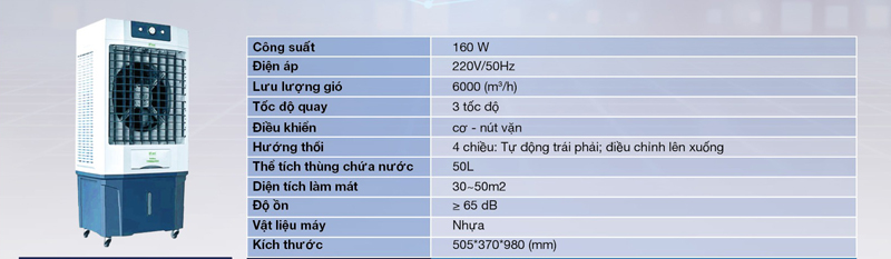 Thông số kỹ thật của Máy làm mát không khí iFan 6000A