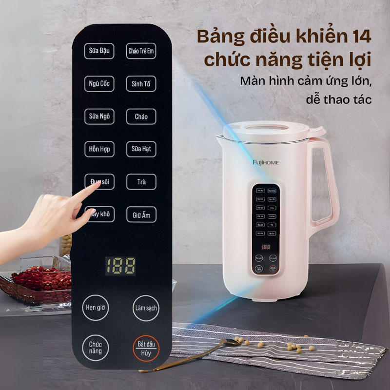 Bảng điều khiển cảm ứng siêu nhạy với 14 chức năng được cài đặt sẵn