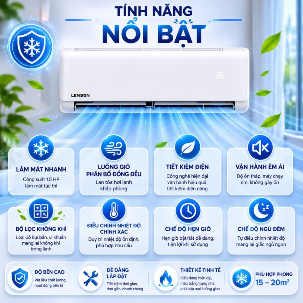 Máy lạnh Lenson 1.5HP LF-12CX1 - Hàng chính hãng