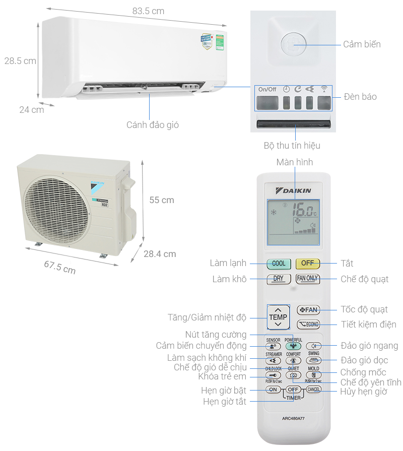 Tổng quan máy lạnh Daikin Inverter 1.5 HP FTKY35WAVMV 