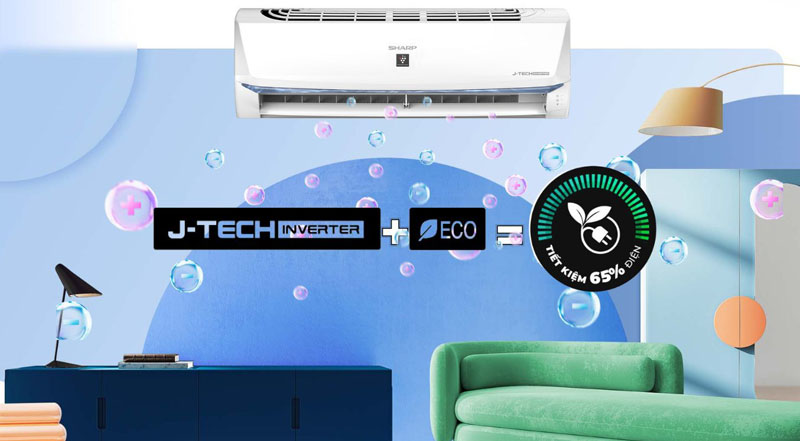 Công nghệ J-Tech Inverter + Eco giúp tiết kiệm điện tối đa lên đến 65%