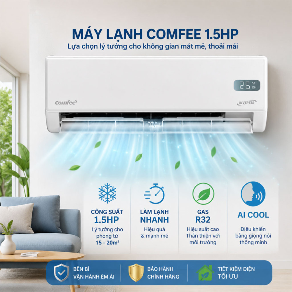 Máy lạnh Comfee Inverter 1.5 HP CFS-13VGP - Hàng chính hãng