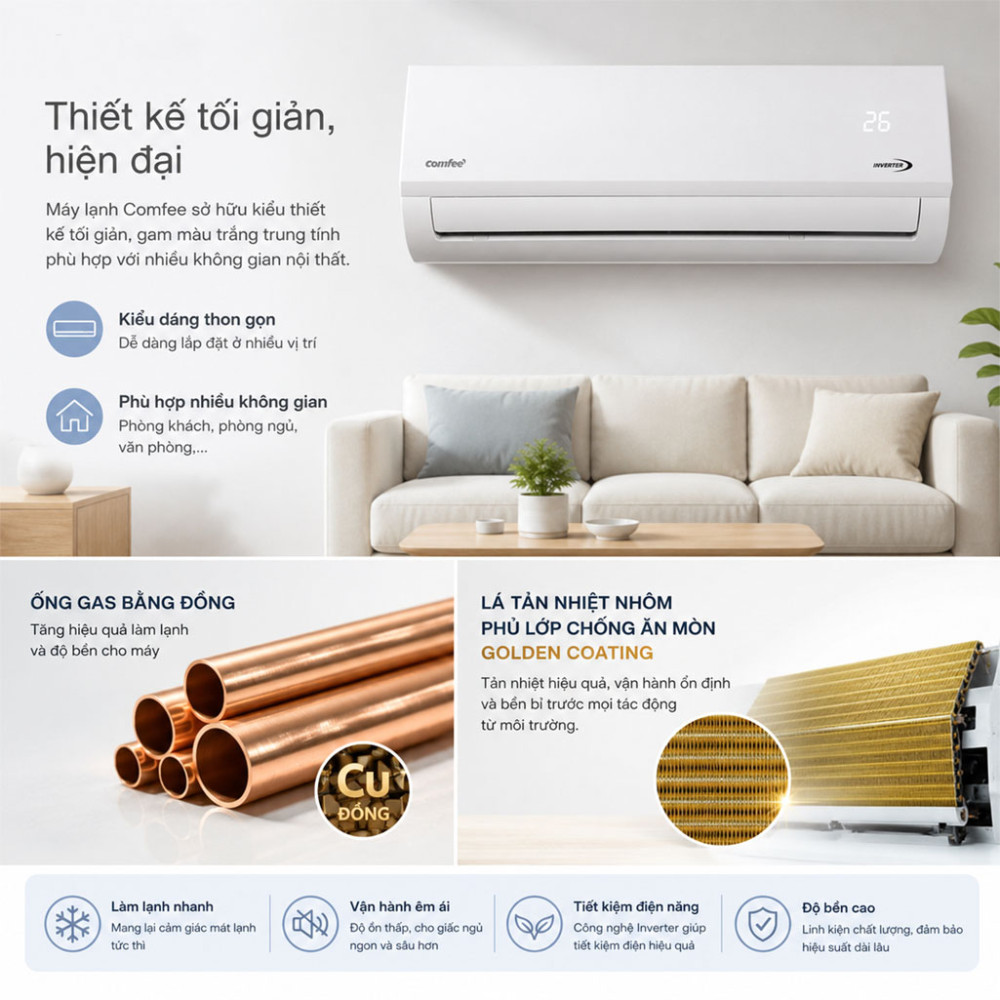 Máy lạnh Comfee Inverter 3HP CFS-28VAF - Hàng chính hãng