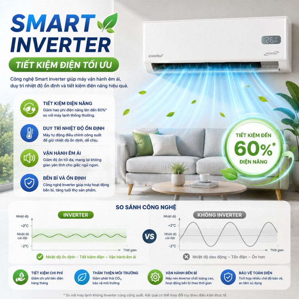 Máy lạnh Comfee Inverter 2.5 HP CFS-25VGXF - Hàng chính hãng