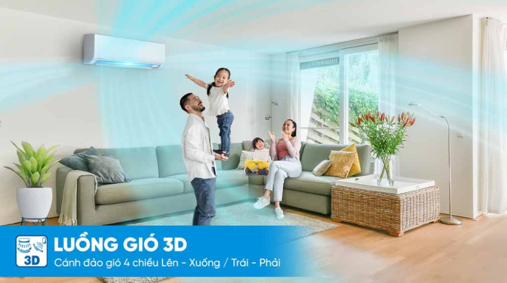 Luồng gió 3D mang hơi lạnh tỏa đều khắp phòng