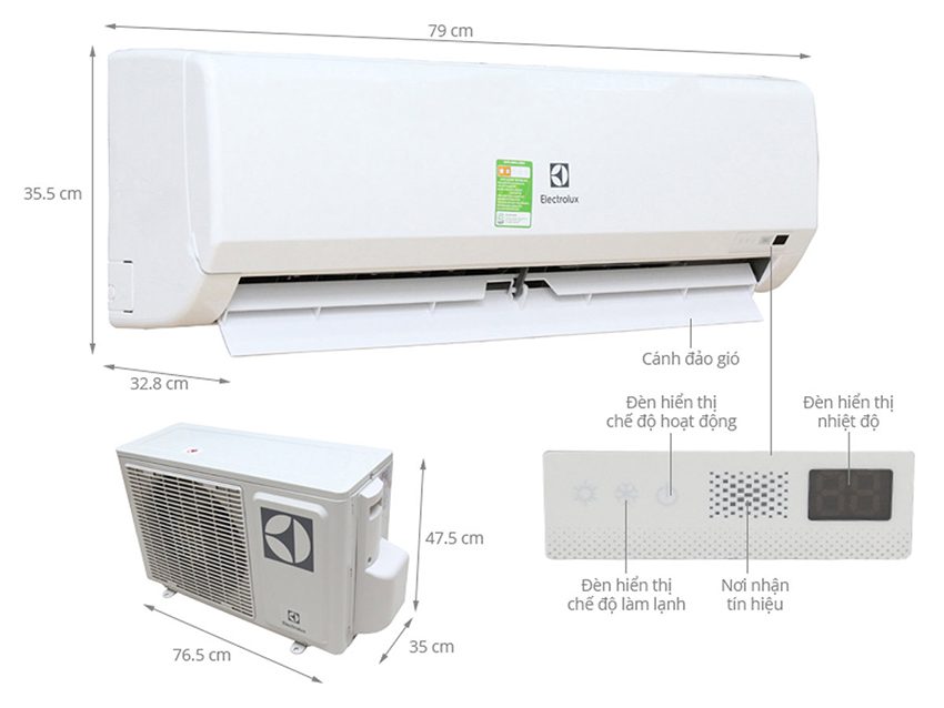 Kích thước của máy lạnh 2 chiều Electrolux ESV12HRK-A3