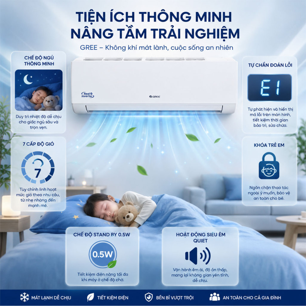 Máy lạnh Gree Inverter 1HP BD9CI - Hàng chính hãng