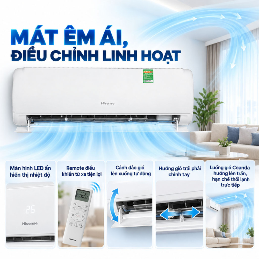 Máy lạnh Hisense Inverter 1 HP AS-10TR4RGUUA00 - Hàng chính hãng