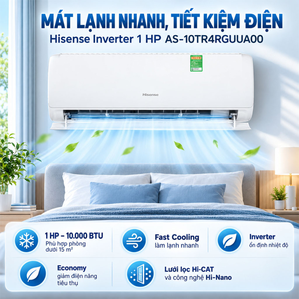 Máy lạnh Hisense Inverter 1 HP AS-10TR4RGUUA00 - Hàng chính hãng