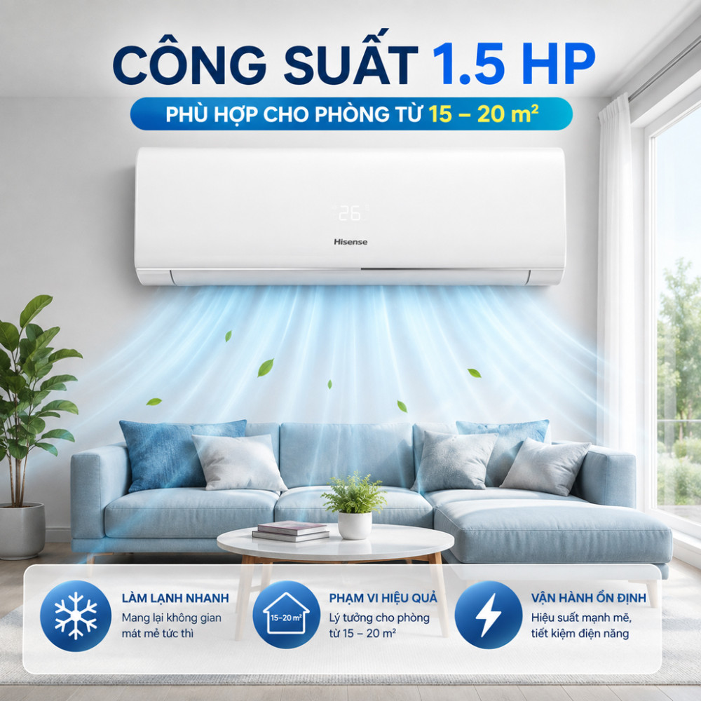 Máy lạnh Hisense Inverter 1.5 HP AS-12TR4RLRCA00 - Hàng chính hãng