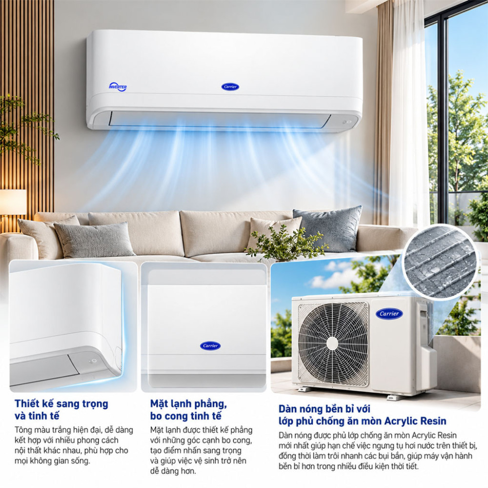 Máy lạnh Inverter 1.5HP Carrier 38/42GCVUE013-703V - Hàng chính hãng