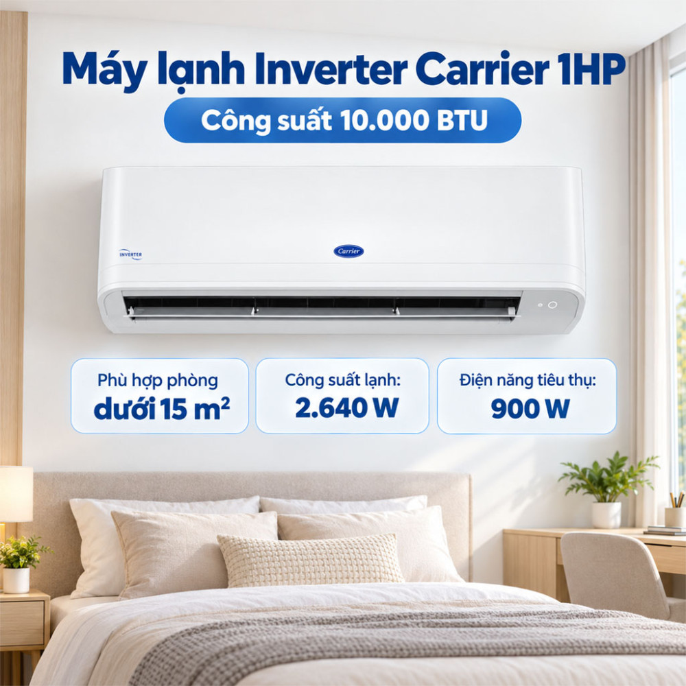 Máy lạnh Inverter 1HP Carrier 38/42GCVUE010-703V - Hàng chính hãng