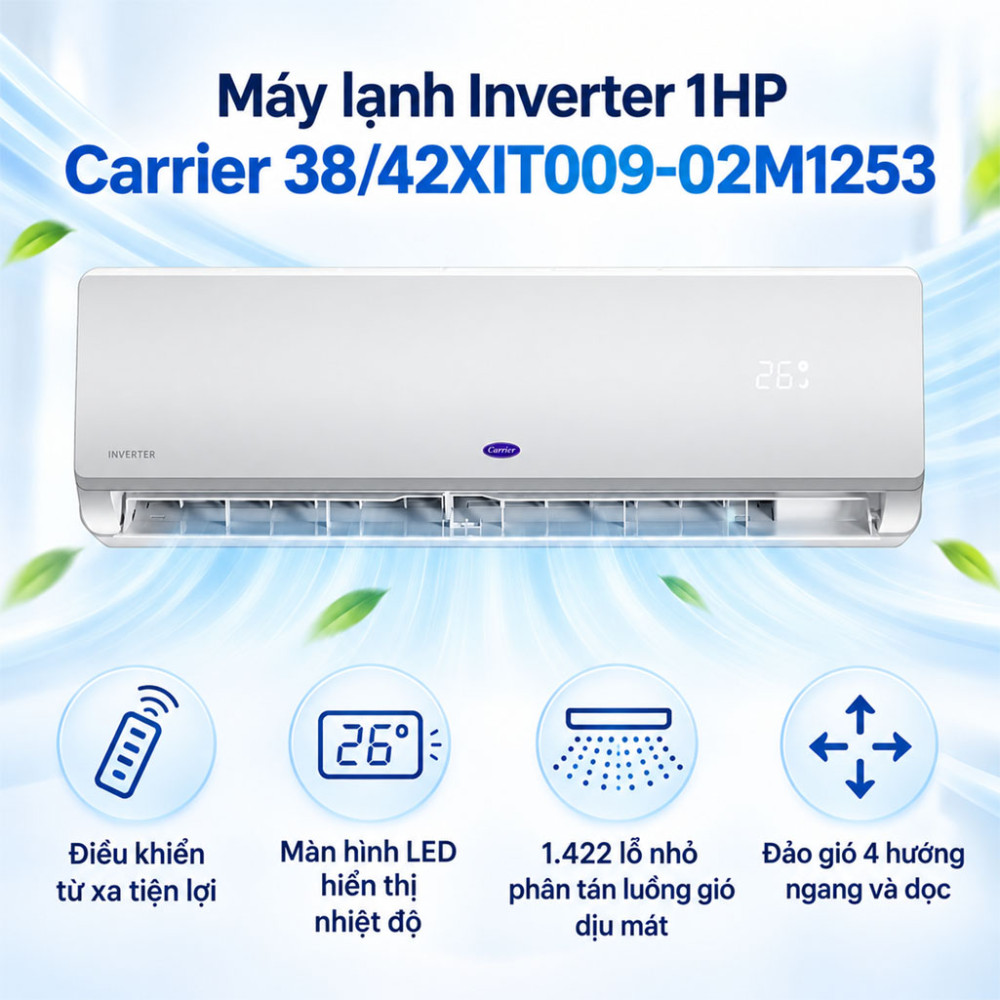 Máy lạnh Inverter 1HP Carrier 38/42XIT009-02M1253 - Hàng chính hãng