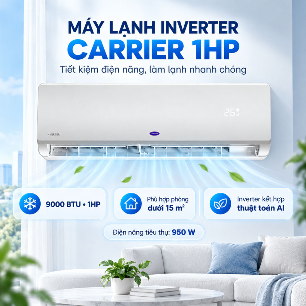 Máy lạnh Inverter 1HP Carrier 38/42XIT009-02M1253 - Hàng chính hãng