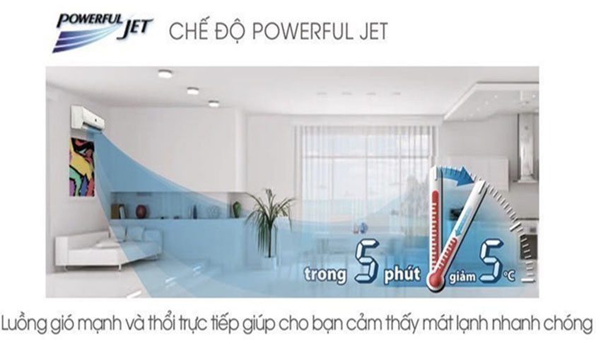 Chế độ Powerful Jet của máy lạnh Inverter 2 HP Sharp AH-X18VEW