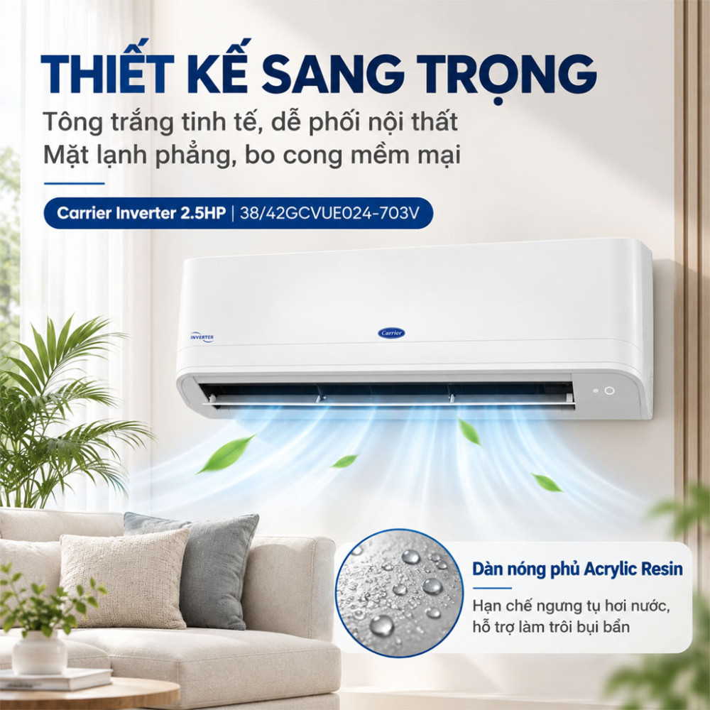 Máy lạnh Inverter 2.5HP Carrier 38/42GCVUE024-703V - Hàng chính hãng