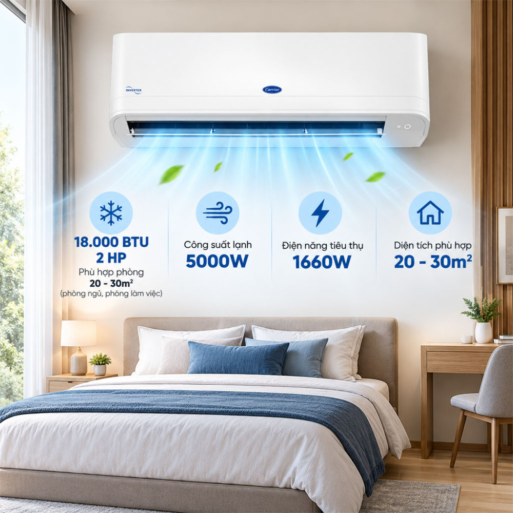 Máy lạnh Inverter 2HP Carrier 38/42GCVUE018-703V - Hàng chính hãng