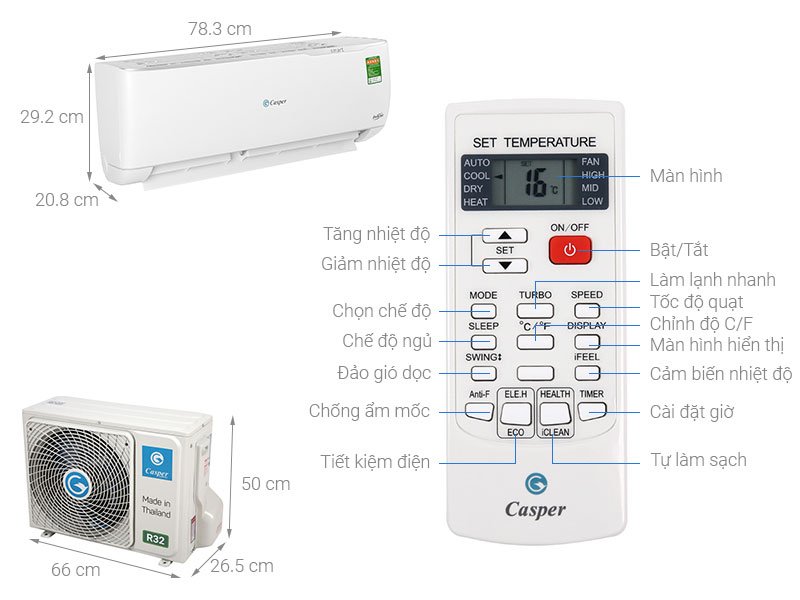 Chi tiết của máy lạnh Inverter Casper GC-09TL32