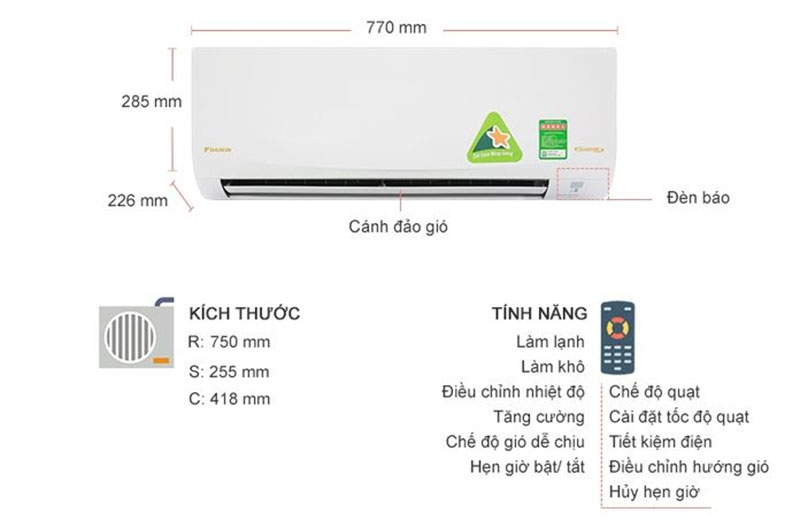 Chi tiết của máy lạnh Inverter Daikin ATKQ25TAVMV