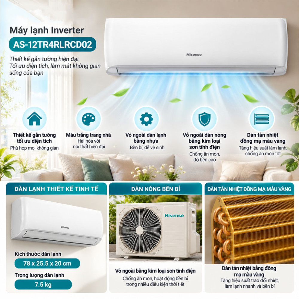 Máy lạnh Inverter Hisense AS-12TR4RLRCD02 - Hàng chính hãng