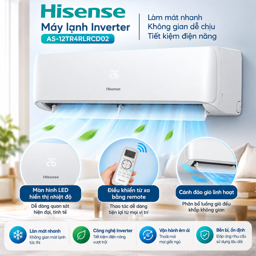 Máy lạnh Inverter Hisense AS-12TR4RLRCD02 - Hàng chính hãng