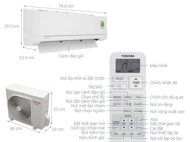 Chi tiết của máy lạnh Inverter Toshiba RAS-H10X3KCVG-V