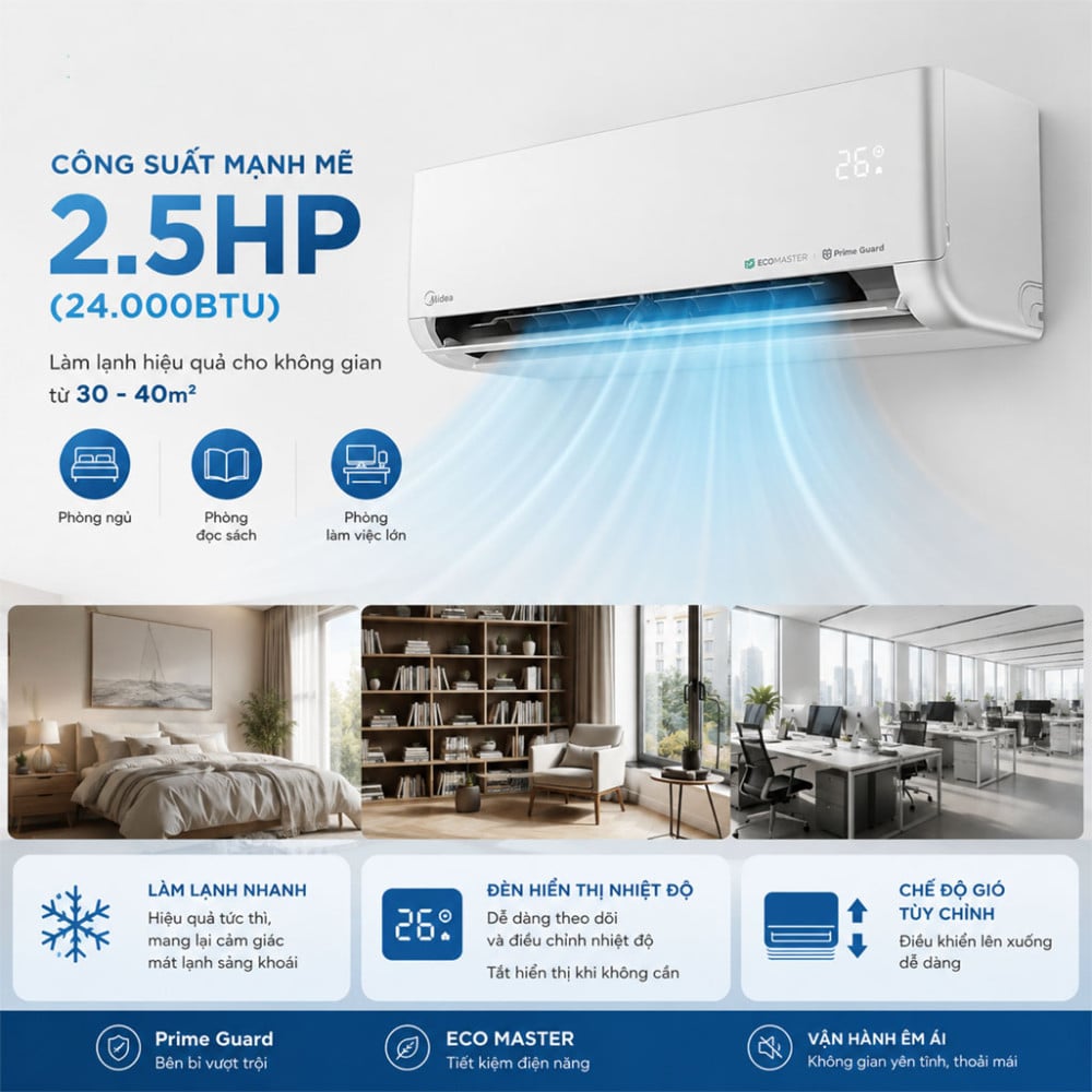 Máy lạnh Midea Inverter 2.5HP MSCE-24CRFN8 - Hàng chính hãng