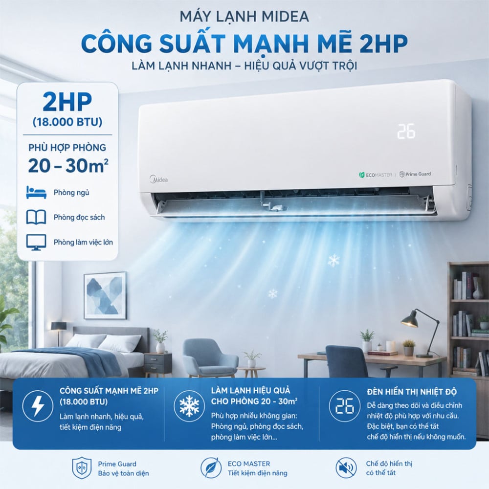 Máy lạnh Midea Inverter 2HP MSCE-19CRFN8 - Hàng chính hãng