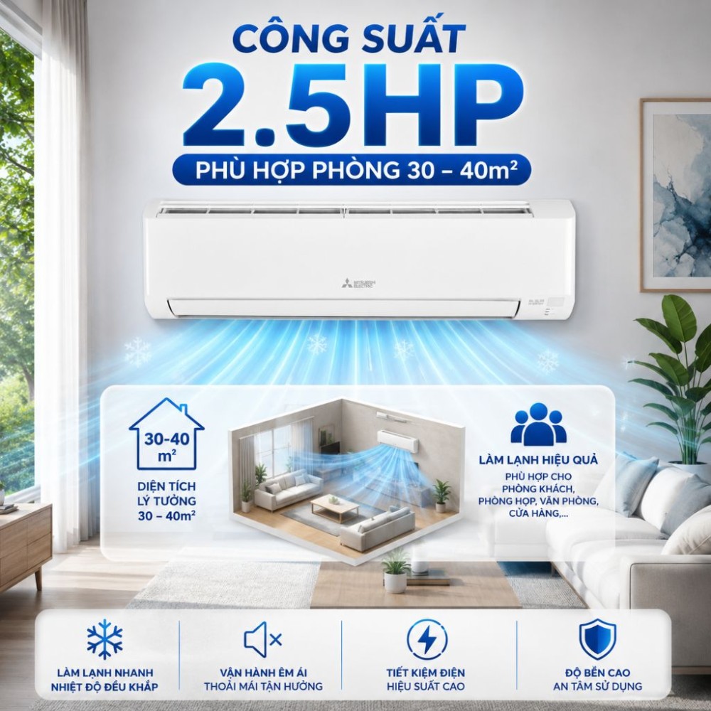 Máy lạnh Mitsubishi Electric Inverter 2.5HP MSY/MUY-JY60VF - Hàng chính hãng