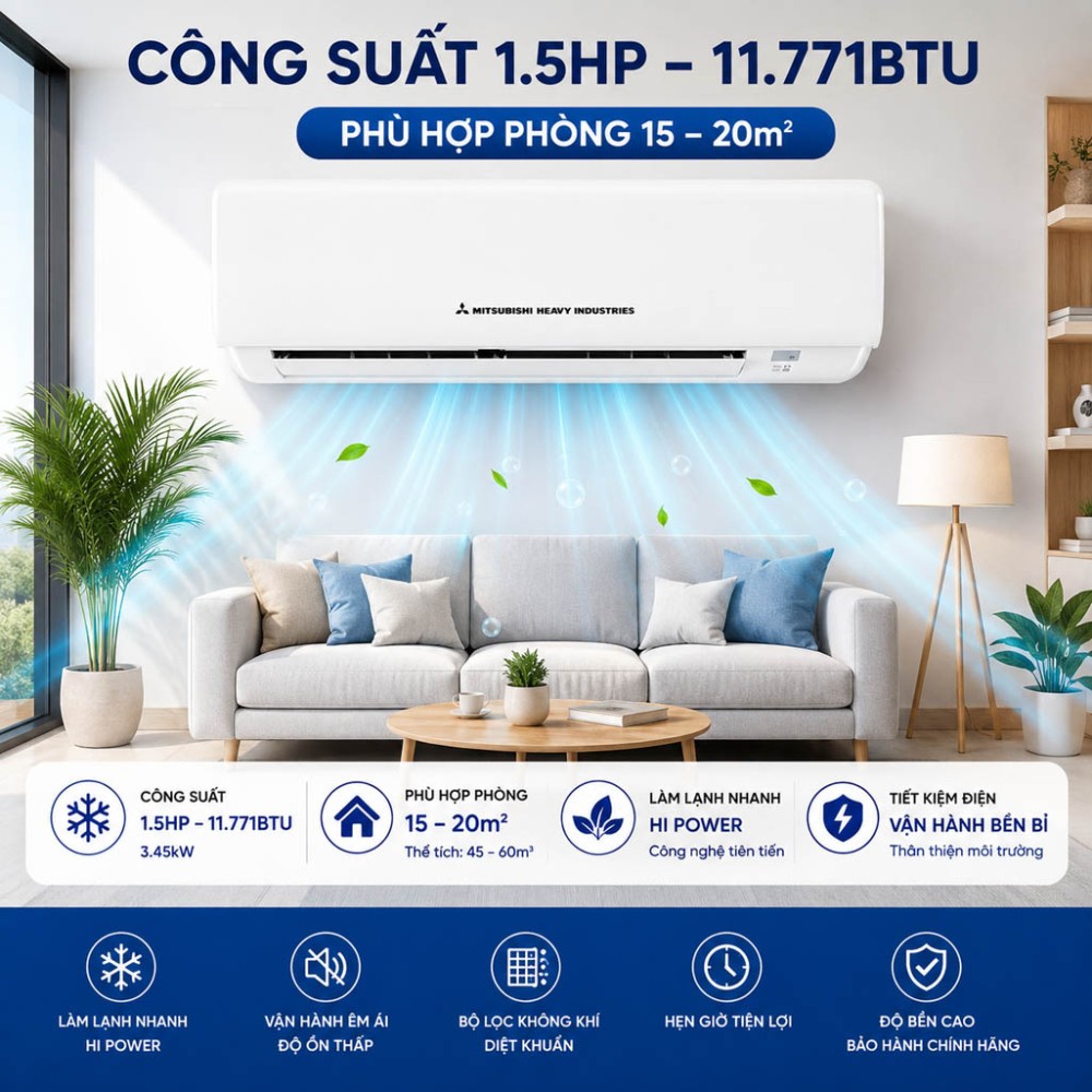 Máy lạnh Mitsubishi Heavy 1.5HP SRK12CT-S5 - Hàng chính hãng