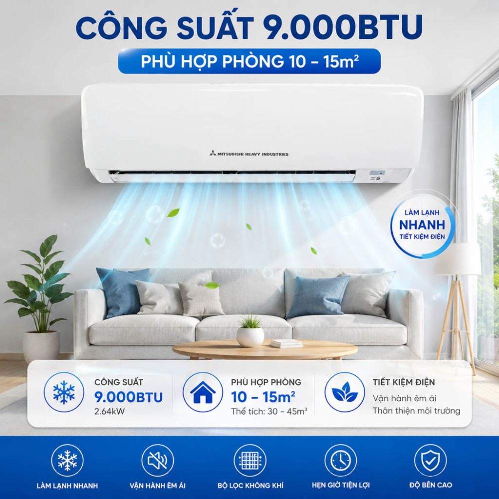 Máy lạnh Mitsubishi Heavy SRK-09CTR-S5 - Hàng chính hãng
