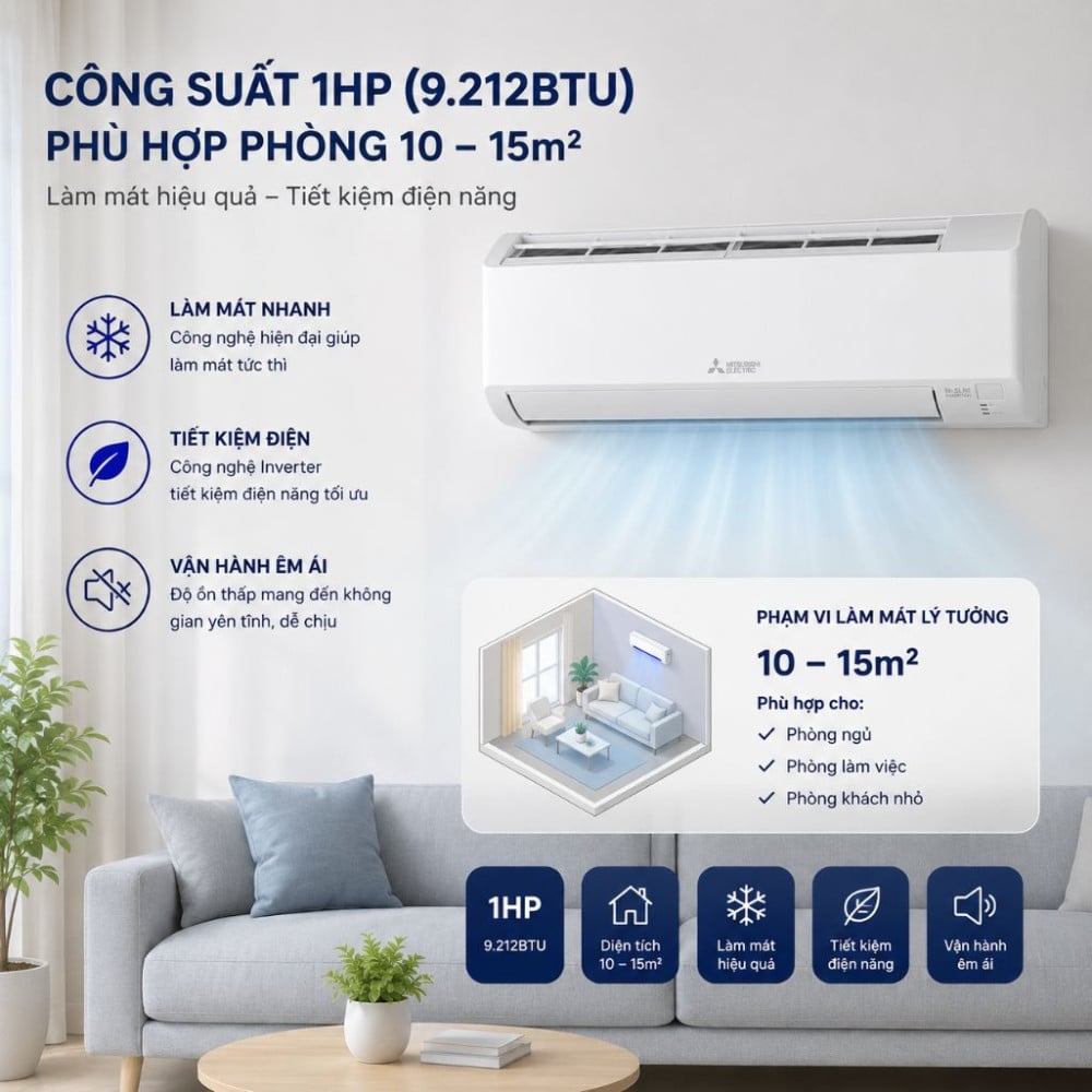 Máy lạnh Mitsubishi Inverter 1 HP MSY/MUY-JA25VF - Hàng chính hãng