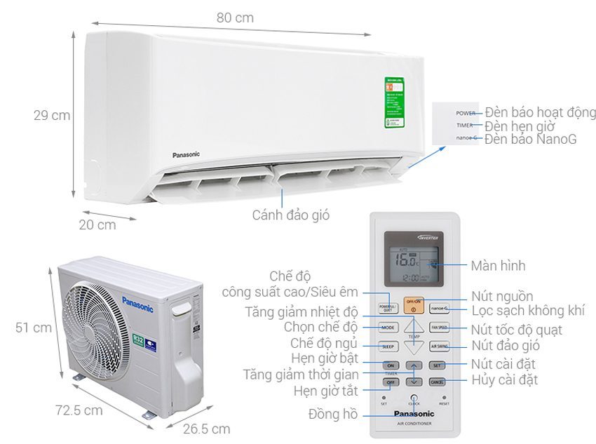 Chi tiết của máy lạnh Panasonic CU/CS-N9UKH-8