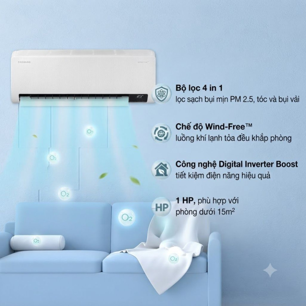 Máy lạnh Samsung Wind-Free Inverter 1 HP AR10CYFAAWKNSV - Hàng chính hãng
