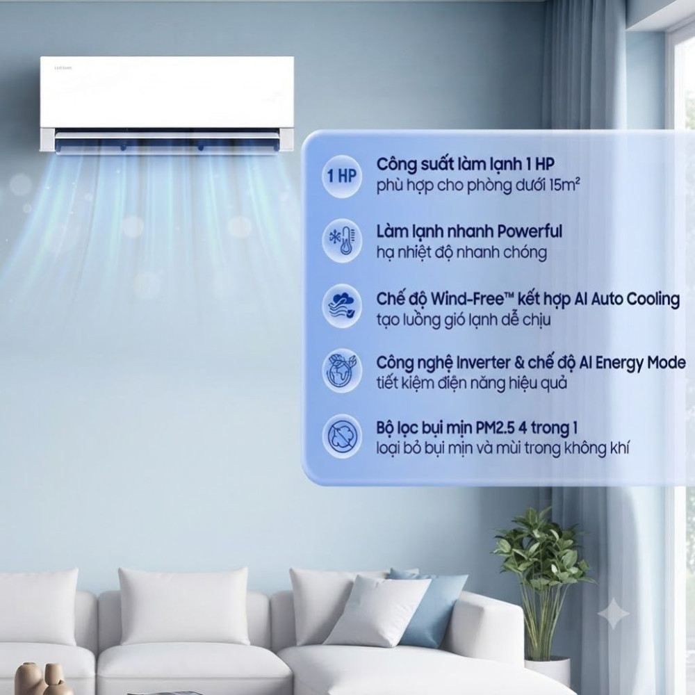 Máy lạnh Samsung Wind-Free Inverter 1 HP AR70H10D1BWNSV - Hàng chính hãng