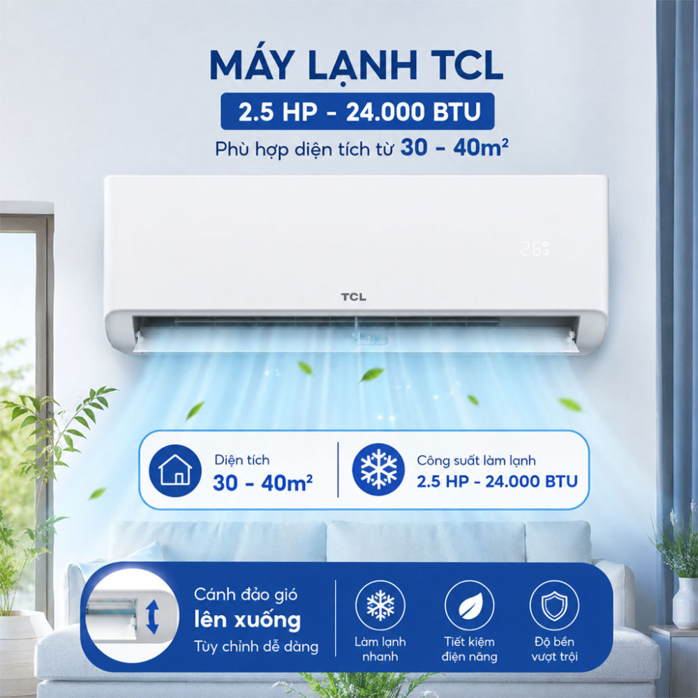 Máy lạnh TCL Inverter 2.5HP TAC-SA24CSV/ZA - Hàng chính hãng