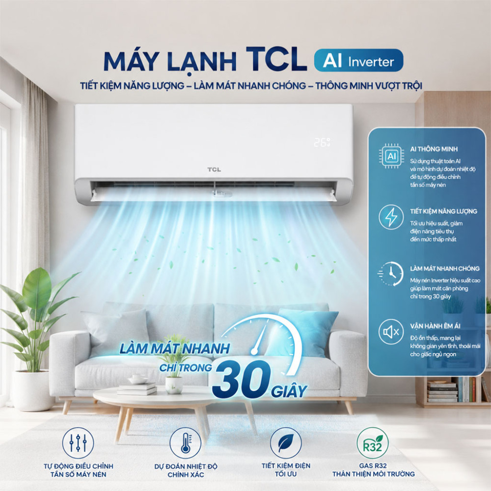 Máy lạnh TCL Inverter 2.5HP TAC-SA24CSV/ZA - Hàng chính hãng